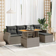 Loungeset 6-delig poly rattan grijs