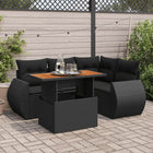 5-Piece Loungeset with Cushions Poly Rattan Black