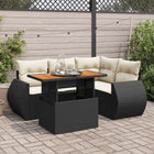 5-Piece Loungeset with Cushions Poly Rattan Black