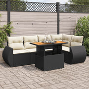 Loungeset 6-delig poly rattan zwart