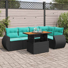 6-piece Lounge Set with Cushions Poly Rattan Black