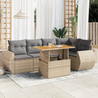 6-piece Lounge Set with cushions poly rattan beige
