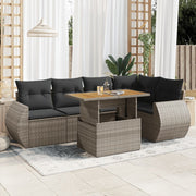 Loungeset 6-delig poly rattan grijs