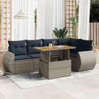 Loungeset 6-delig poly rattan grijs