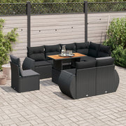 Loungeset 9-delig poly rattan zwart