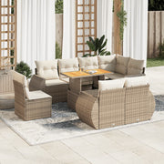 Loungeset 9-delig poly rattan beige