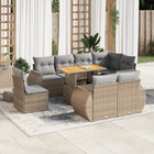 9-delige Loungeset met kussens poly rattan beige