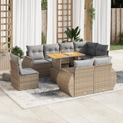 Loungeset 9-delig poly rattan beige