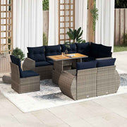 Loungeset 9-delig poly rattan grijs