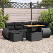 Loungeset 7-delig poly rattan zwart