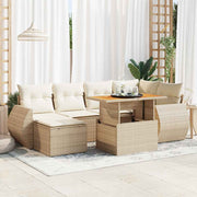Loungeset 7-delig poly rattan beige