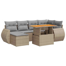 7-delige Loungeset met kussens poly rattan beige