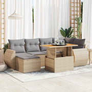 Loungeset 7-delig poly rattan beige