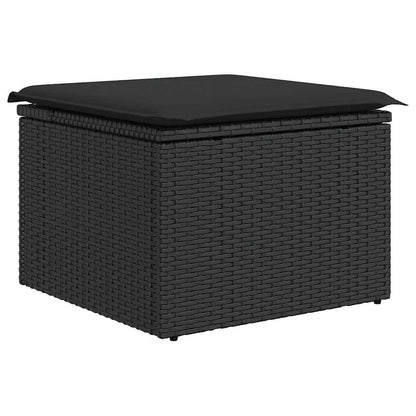 8-delige Loungeset met kussens poly rattan zwart