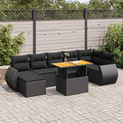 Loungeset 8-delig poly rattan zwart