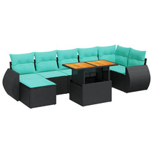 8-delige Loungeset met kussens poly rattan zwart