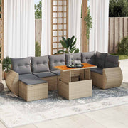 Loungeset 8-delig poly rattan beige