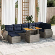 Loungeset 8-delig poly rattan grijs
