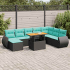 9-piece lounge set with cushions poly rattan black