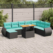 Loungeset 9-delig poly rattan zwart