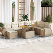 Loungeset 9-delig poly rattan beige
