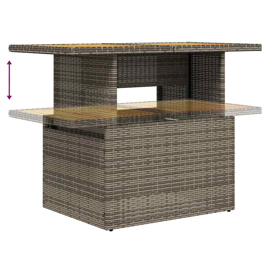 9-delige Loungeset met kussens poly rattan grijs