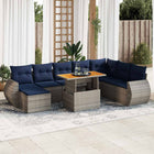 9-piece Loungeset with cushions poly rattan grey