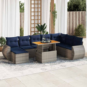 Loungeset 9-delig poly rattan grijs