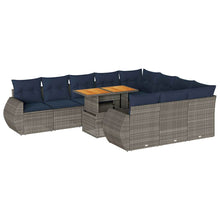 11-delige Loungeset met kussens poly rattan grijs