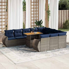 11-piece Loungeset with cushions poly rattan grey