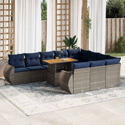 Loungeset 11-delig poly rattan grijs