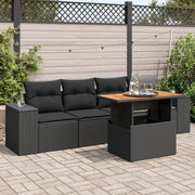 Loungeset 5-delig poly rattan zwart