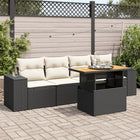 5-Piece Loungeset with Cushions Poly Rattan Black