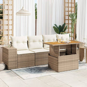 Loungeset poly rattan 5-delig beige