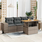 5-delige Loungeset met kussens poly rattan grijs