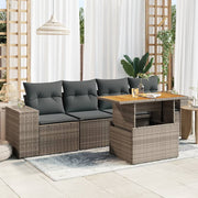 Loungeset 5-delig poly rattan grijs
