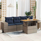 5-piece Loungeset with cushions poly rattan grey