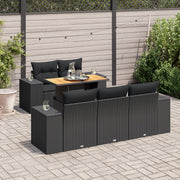 Loungeset 6-delig poly rattan zwart