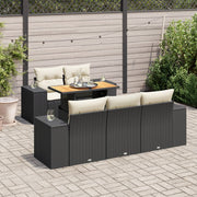 Loungeset 6-delig poly rattan zwart