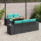 6-piece Lounge Set with Cushions Poly Rattan Black