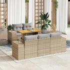 6-piece Lounge Set with cushions poly rattan beige