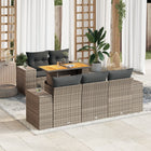 6-piece Lounge Set with Cushions Poly Rattan Grey