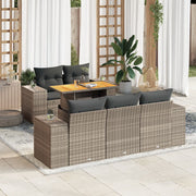 Loungeset poly rattan grijs 6-delig