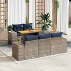 6-piece Lounge Set with Cushions Poly Rattan Grey