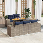 Loungeset 6-delig poly rattan grijs