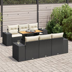 7-delige Loungeset met kussens poly rattan zwart