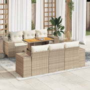 Loungeset 7-delig poly rattan beige