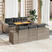 Loungeset 7-delig poly rattan grijs