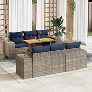 Loungeset 7-delig poly rattan grijs