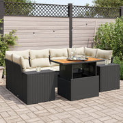 Loungeset 7-delig poly rattan zwart